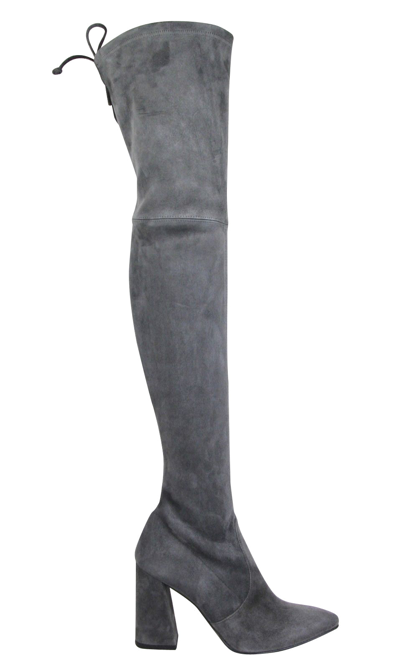 Stuart Weitzman Women's Suede Highstreet Chunky-heel Over-the-knee Boot In Slate