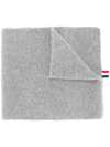 Thom Browne Adjustable Ribbed Striped Scarf In Grey