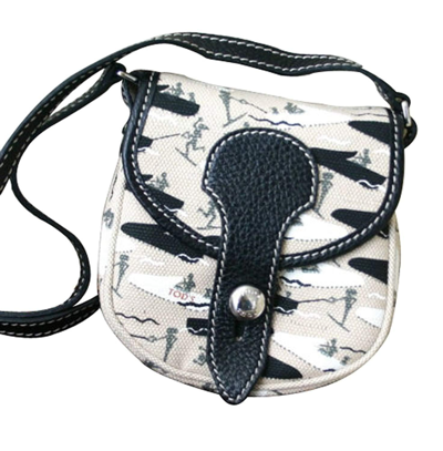 Tod's Tods Women's Multi-color Canvas Black Trim Cross Body Messenger Bag Small Handbag