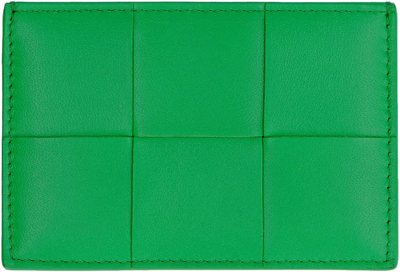 Bottega Veneta Woven Card Holder In Green