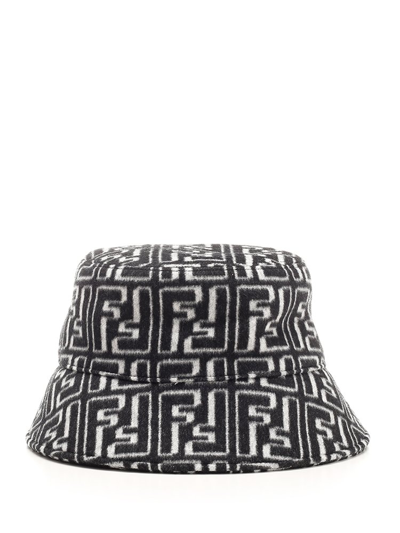 Fendi Monogram Jacquard Bucket Hat In Wl Bianco Nero