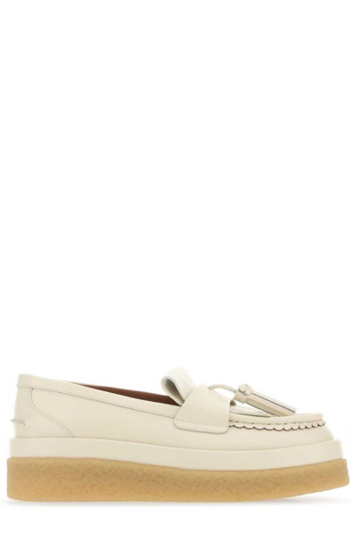 Chloé Jamie Tassel-embellished Platform Loafers In White