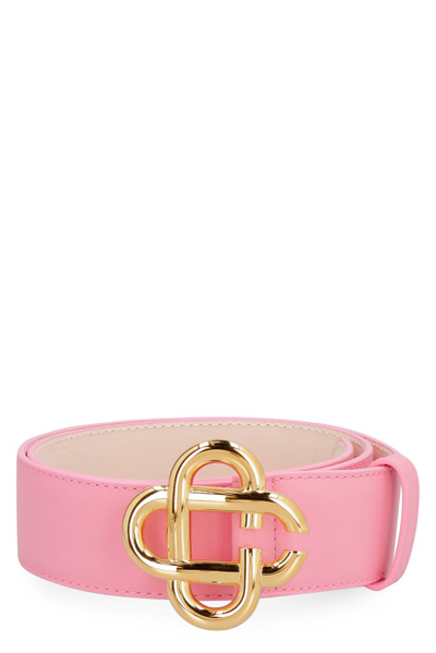 Casablanca Logo Buckle Pink Leather Belt