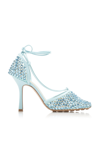 Bottega Veneta Rhinestone Embellished Mesh Sandals In Blue