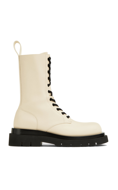 Bottega Veneta Lug Lace-up Boot Military Calf In White