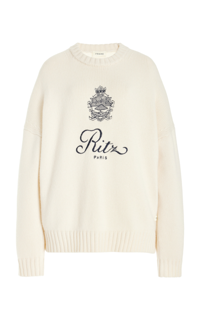 Frame X Ritz Paris Unisex Cashmere Sweater Off White Xxs