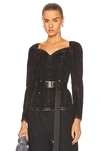 Stella Mccartney Women's Velvet Loveheart Denim Top In Washed Black