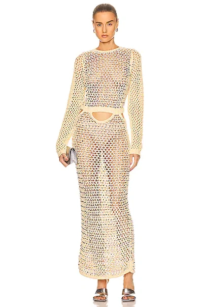 Diotima Women's Sade Crystal Mesh Midi Dress In Beige