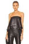 Rta Strapless Fitted Top In Shiny Black