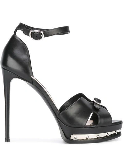 Alexander Mcqueen Metal Detail Platform Sandals In Black