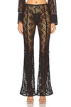 Ganni Lace Sheer Flared Trousers In Black