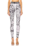 Dolce & Gabbana Logo Script-print Ankle Lycra Leggings In Dark Side