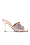Bottega Veneta Sparkle Slide Stretch Satin Sandals In Pink