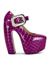 Bottega Veneta Croc-embossed Leather Mary-jane Platform Pumps In Venom