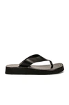 The Row Ginza Leather And Velvet Platform Flip Flops In Black