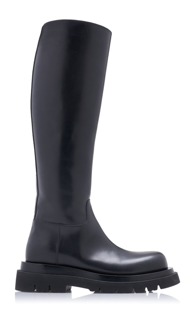 Bottega Veneta Lug-sole Leather Knee Boots In Black