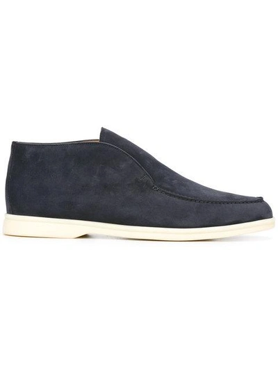 Loro Piana Polacchino Suede Slip-on Chukka Boots In Blu