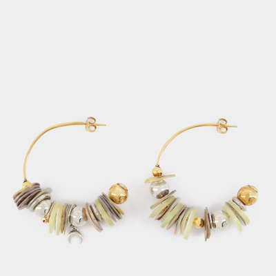 Marine Serre Gold Nacre Disk Loop Earrings