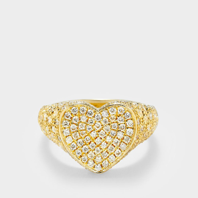 Yvonne Léon Set Heart Signet Ring & Wave Ring Diamonds In Gold