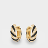 Yvonne Léon Black Enamel Torsade Hoops In Gold