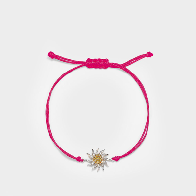 Yvonne Léon Fil Soleil Fuchsia Bracelet In Gold