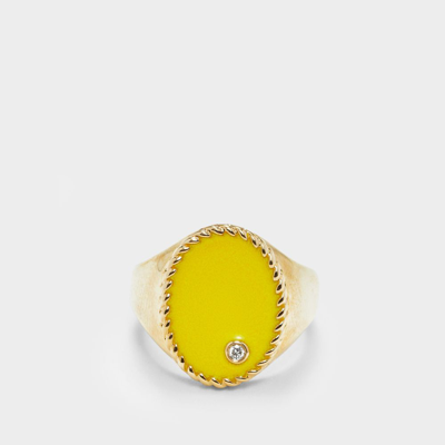 Yvonne Léon 9-karat Gold, Enamel And Diamond Signet Ring