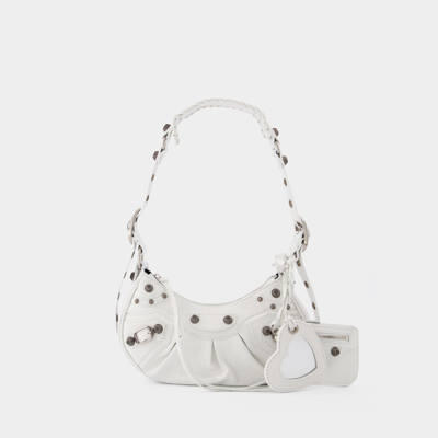 Balenciaga Schultertasche Le Cagole Xs Aus Lammleder Weiss In White