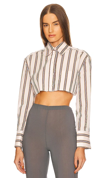 L'academie Maureen Cropped Top In Pink Baron Stripe