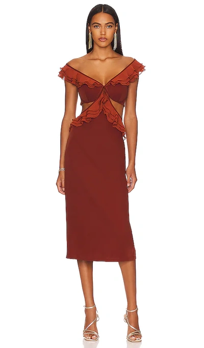 Andrea Iyamah X Revolve Leni Midi Dress In Burgundy