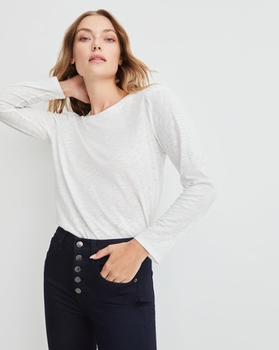 Veronica Beard Mason Long Sleeve T-shirt In White