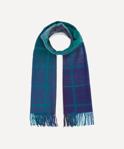 Paul Smith Andromeda Check Wool Scarf In Blue