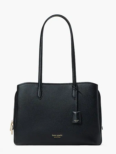 Kate Spade Hudson Pebbled Leather Large Work Tote In Black