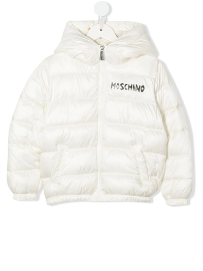 Moschino Kids' Teddy Bear-print Puffer Jacket In White
