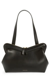 Mansur Gavriel M Frame Smooth Leather Shoulder Bag In Black/ Flamma