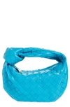 Bottega Veneta Blue Jodie Mini Leather Shoulder Bag In Pool-gold