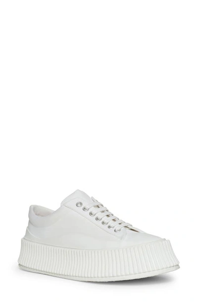 Jil Sander Recycled Canvas Creeper Sneaker In White