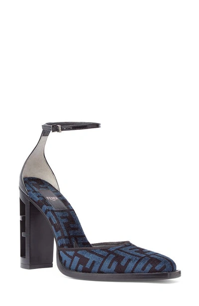 FENDI CUT BAGUETTE ANKLE STRAP PUMP 