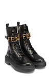 Fendi Graphy Combat Boot In Nero/ Nero Oro