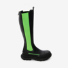 Alexander Mcqueen Tread Slick Knee High Boot In Black/acid Green
