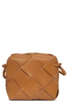 Bottega Veneta Mini Intrecciato Leather Crossbody Bag In Camel 20-gold