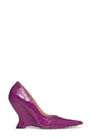 BOTTEGA VENETA CROC EMBOSSED POINTED TOE PUMP