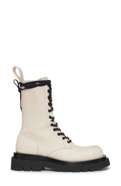 Bottega Veneta Lug Sole Lace-up Boot In Sea Salt-black