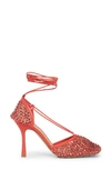 Bottega Veneta Women's Stretch Embellished Ankle Strap High Heel Pumps In Pink