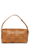 Bottega Veneta Cassette Intrecciato Leather Shoulder Bag In Camel 20-gold