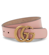 Gucci Girls Pink Leather Gg Belt In Wild Rose