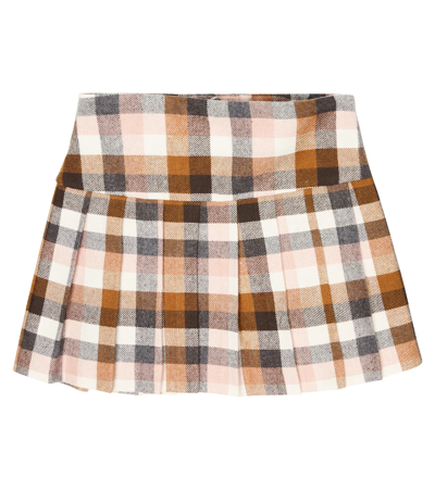 Il Gufo Kids' Check Skirt With Pleated Pattern In Dark