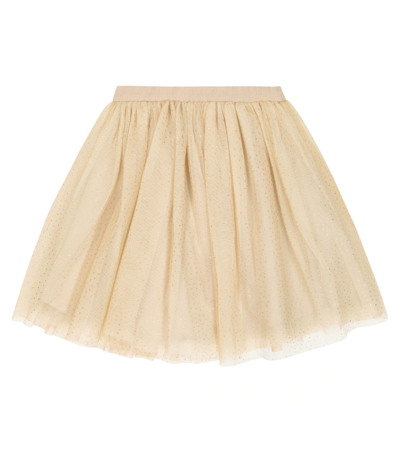Bonpoint Kids' Jupe Habillee Dotted Tulle Dress Pois Beige In Neutrals