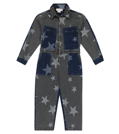 Stella Mccartney Kids' Printed Denim Jumpsuit In Multicolor