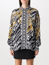 Versace Jeans Couture Brushed Logo-print Long-sleeve Shirt In Black