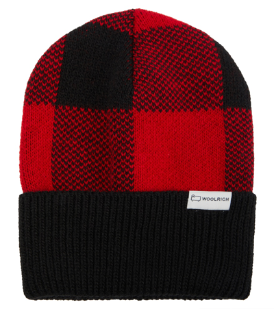 Woolrich Kids' Checked Beanie In Red
